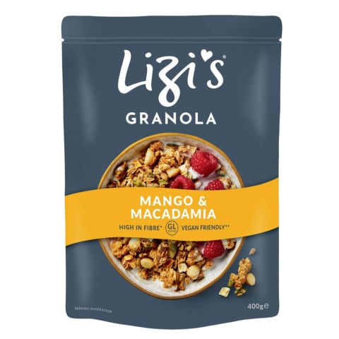Granola su mango, makad.rieš., LIZI'S, 400 g