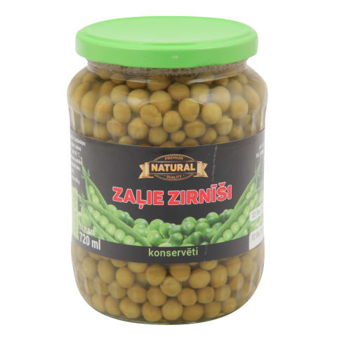 Konservēti zaļie zirnīši Natural 680g