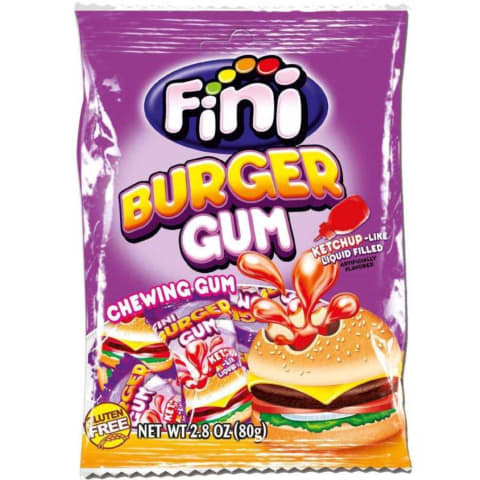 Košļājamā gumija Fini Burger ar pildījumu 80g