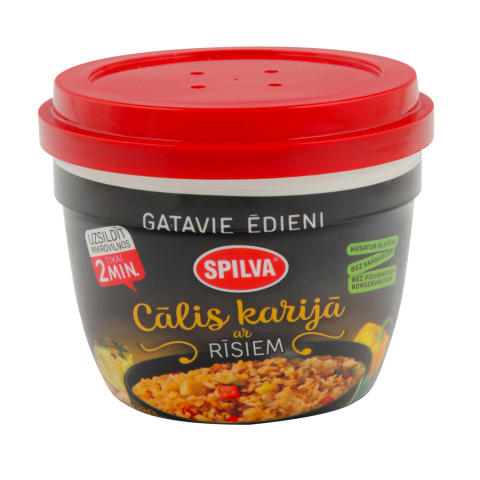 Gatavs ēdiens cālis karijā ar rīsiem 380g