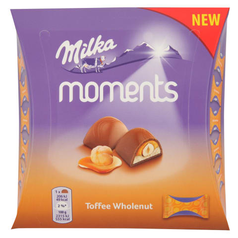 Šok. konf. Milka moments toffee riekstu 97g
