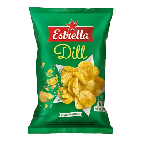 Čipsi Estrella ar dillēm, rievoti, 130g