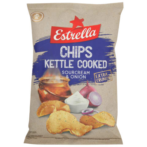 Kartulikrõpsud Estrella Kettle hapukoore- ja sibulamaitselised 120g