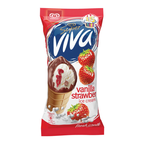 Saldējums Super Viva ar zemeņu iev.180ml/100g