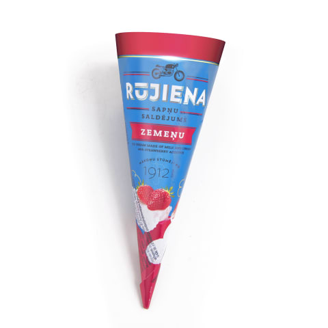 Saldējums Rūjienas zemeņu konusā 110ml/60g