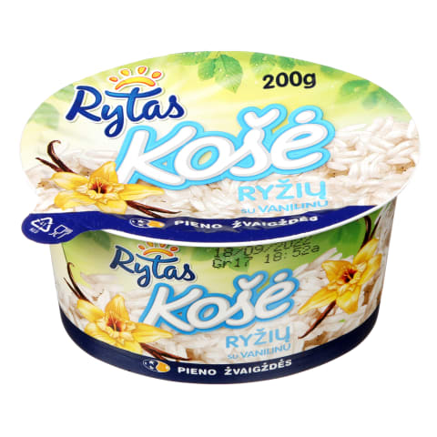 Ryžių košė su vanilinu RYTAS, 6 %, 200 g