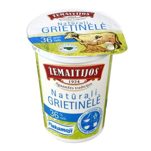Natūrali ŽEMAITIJOS grietinėlė, 36%, 0,4l