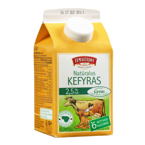 Natūralus ŽEMAITIJOS kefyras, 2,5 %, 500 g