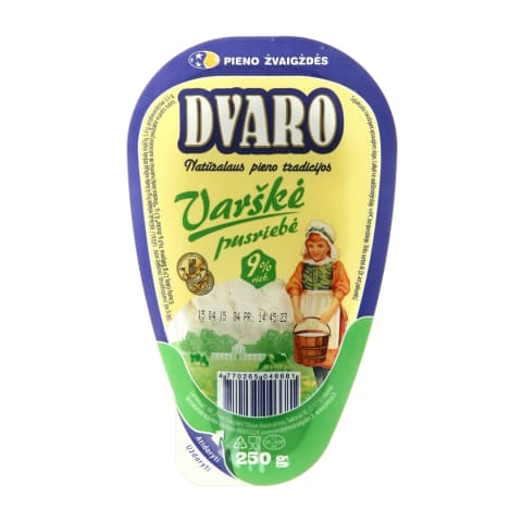 Pusriebė DVARO varškė, 9 % rieb., 250 g