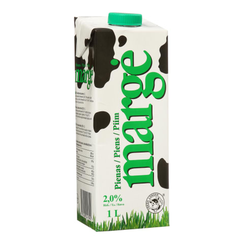 UAT pienas MARGĖ, 2,0% rieb., 1l (tetrapakas)