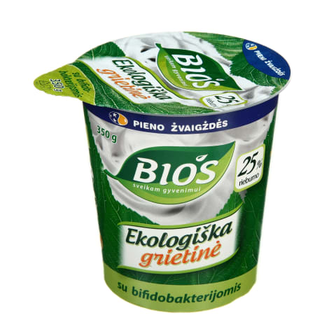 Ekol. grietinė su bifido bakt. BIOS, 25%,350g