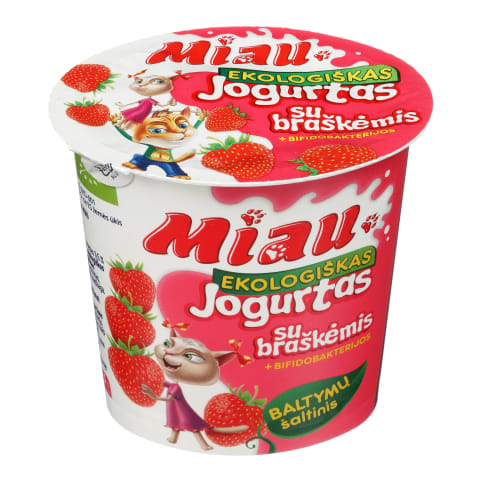 Ekol. jogurtas su braškėmis MIAU, 3,5 %, 125g