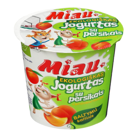 Ekol. jogurtas su persikais MIAU, 3,5 %, 125g