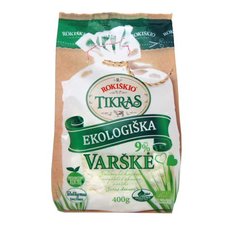 Ekol. varškė ROKIŠKIO TIKRAS, 9% rieb., 400g