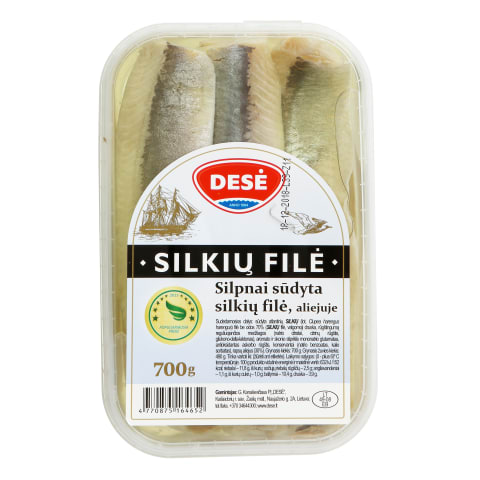 Silpnai sūd. silkių filė aliejuje DESĖ, 700 g