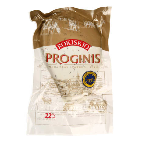 ROKIŠKIO PROGINIS varšk. sūris su km.,22%,1kg