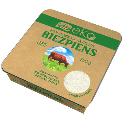 Biezpiens Baltais vājpiena 0,5% EKO 250g