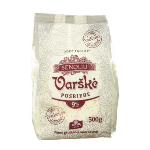 SENOLIŲ pusriebė varškė, 9 %, 500 g
