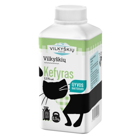 VILKYŠKIŲ kefyras, 2,5 % rieb., 0,5 kg