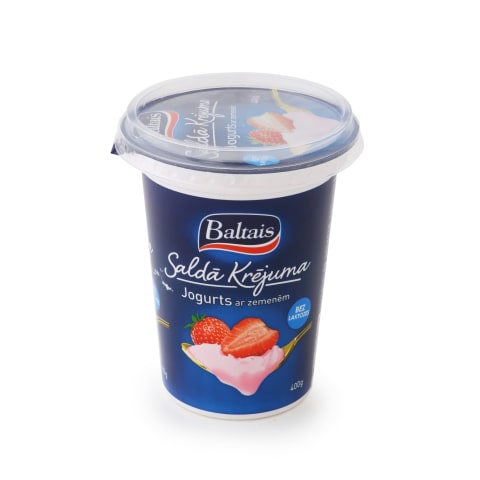 Saldā krējuma jogurts Baltais ar zemenēm 400g