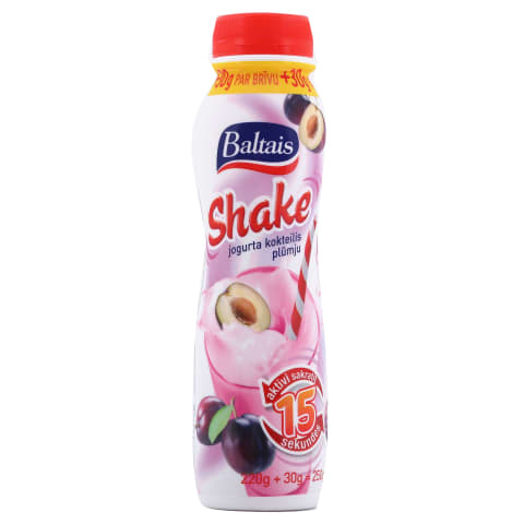 Jogurta kokteilis Baltais Shake plūmju 250g