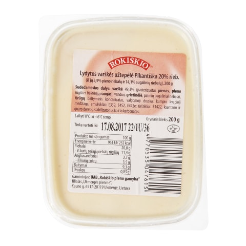 Pikantiš., varškės užtepėlė Rokiškio,20%,200g