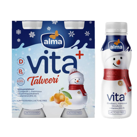 Jogurtijook vita+ mandariini laktoosivaba 4x100g, ALMA, 400 g