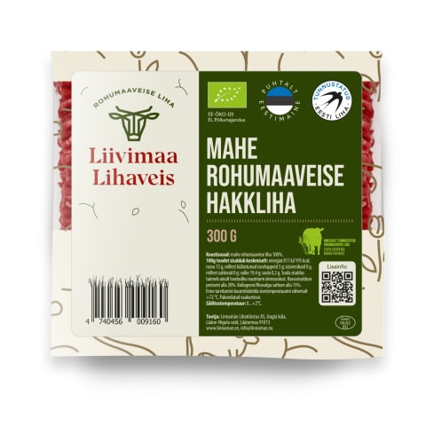 Mahe rohumaaveise hakkliha Liivima Lihaveis 300g