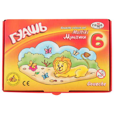 Guašo dažai GAMMA MULTIKI, 6 spalvų