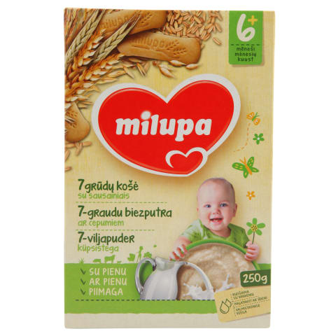 7 grūdų košė su sausain. MILUPA, 6 mėn, 250 g