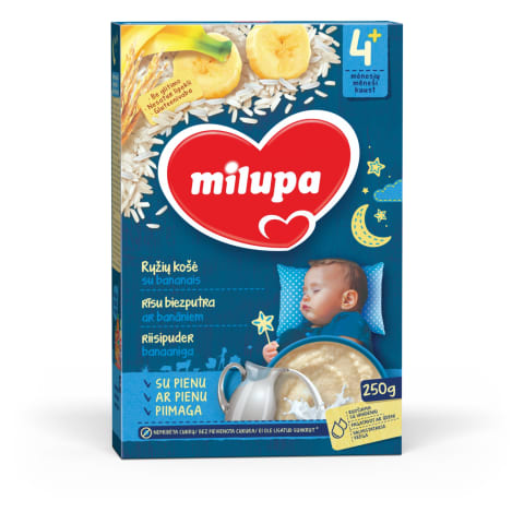 Rīsu putra Milupa ar banāniem 4m+ 250g