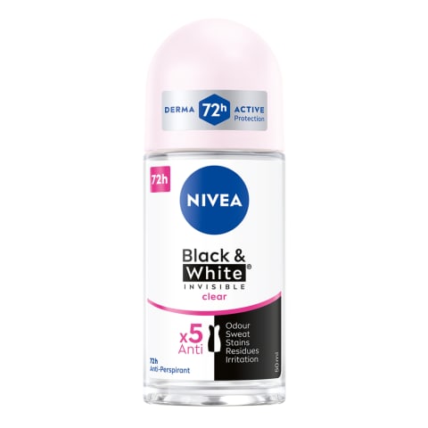 Rulldeodorant Nivea Clear Black&White naistele 50ml