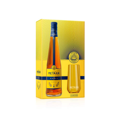 St.alk.dzēr.Metaxa 5* 38% 0,7l+2glāzes