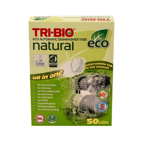 Ekolog. tabletės indaplovėms TRI-BIO, 50vnt.
