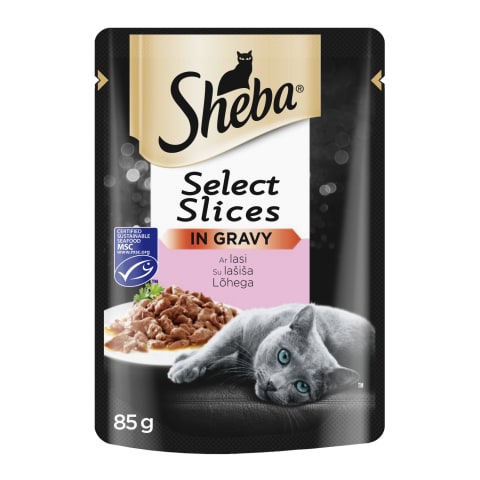 Kaķu bar. Sheba cuisine maisiņā ar lasi 85g