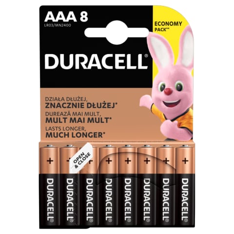Baterijos DURACELL AAA, LR03, 8 vnt.