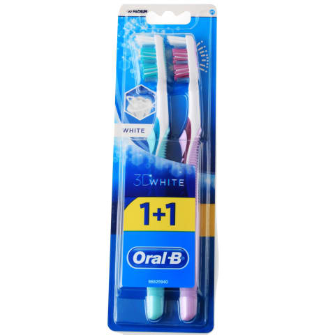 Dantų šepetėlis ORAL-B 3D WHITE MEDIUM, 2vnt.