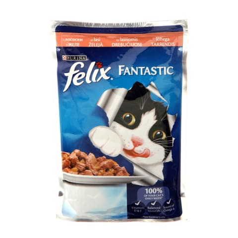 Kons. kaķiem Felix ar laša gabaliņiem 100g