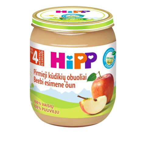 Ekol. obuolių tyrelė HIPP BIO, 4 mėn, 125 g