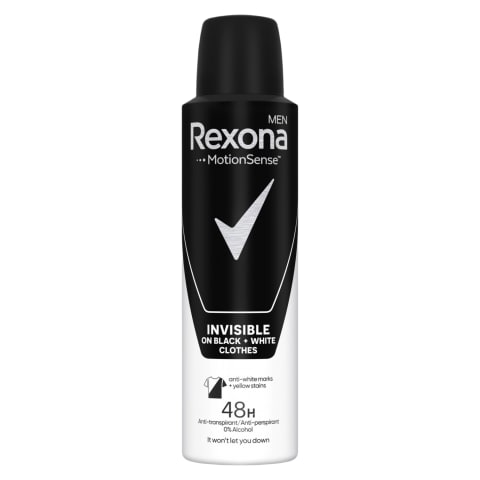 Deodorant Invisible on B+W clothes meestele, REXONA, 150 ml