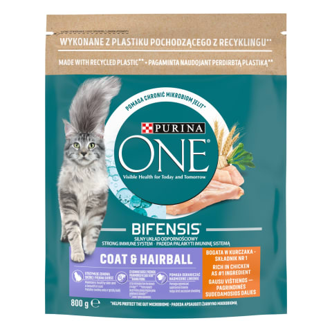 Sausas kačių ėdalas ONE COAT & HAIRBALL, 800g