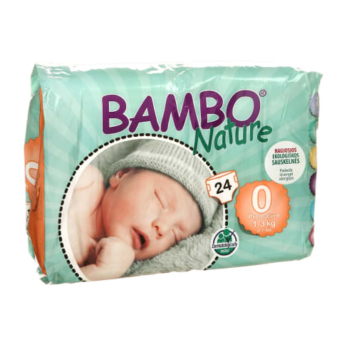 Sausk., BAMBO NATURE PREMATURE 0,1-3kg,24vnt.