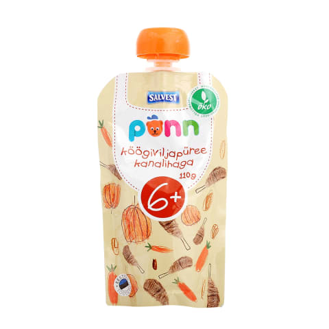 Köögiviljapüree kanalihaga öko 6+, PÕNN, 110 g