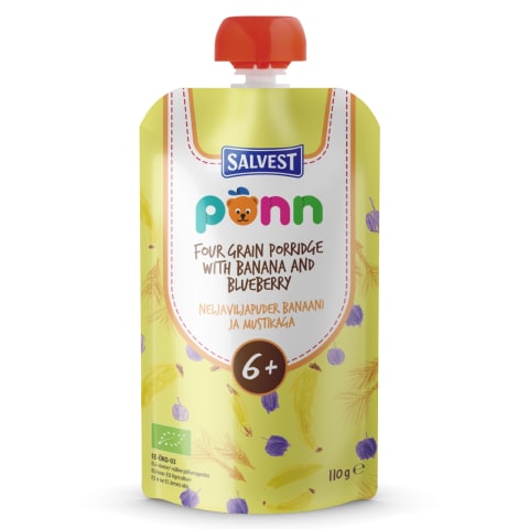 Neljaviljapuder Põnn banaan&mustik. 110g