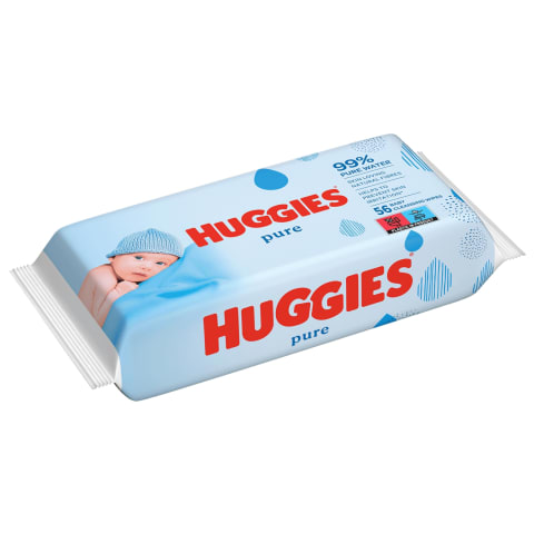 Drėgn. servetėlės HUGGIES PURE SINGLE, 56vnt.