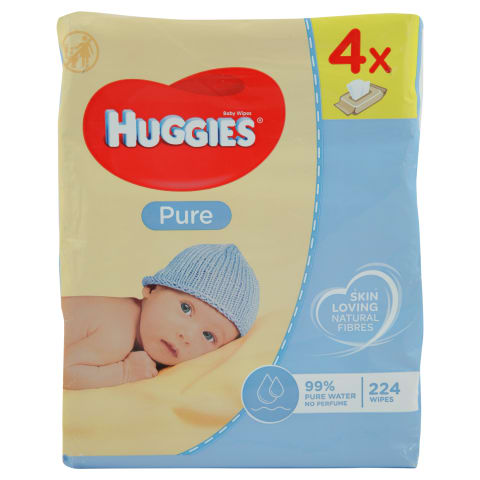 Drėgn.servetėlės HUGGIES PURE QUADRO,4x56vnt.