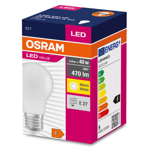 LED spuldze Osram cla40 8w/827 e27 AW22