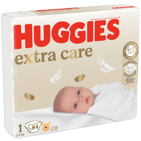Sausk. HUGGIES EXTRA CARE S1, 2-5 kg, 26 vnt