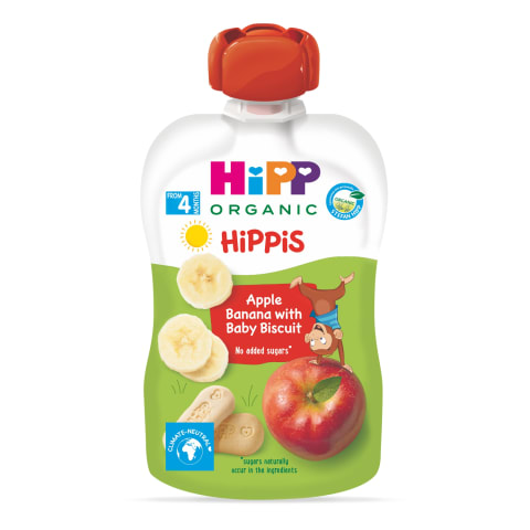Ekol. obuol. banan. su saus. HIPP BIO, 100 g