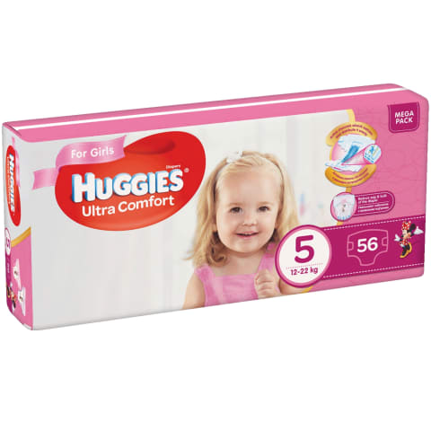 Sauskelnės HUGGIES UC GIRLS 5, 12-22kg, 56vnt